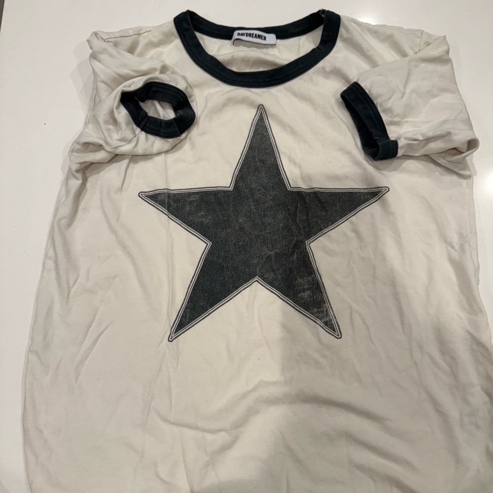 Daydreamer White Ringer Tee with Black Star